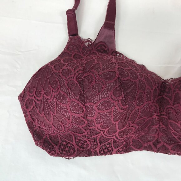TORRID CURVE ~ WOMENS 40C ~ MAROON LACE NO WIRE BRA - Picture 2 of 4